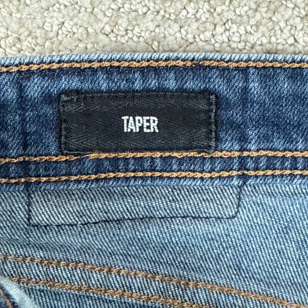 Revtown Mens 34x30 Dark Wash Slim Taper Fit Stretch Denim Blue Jeans